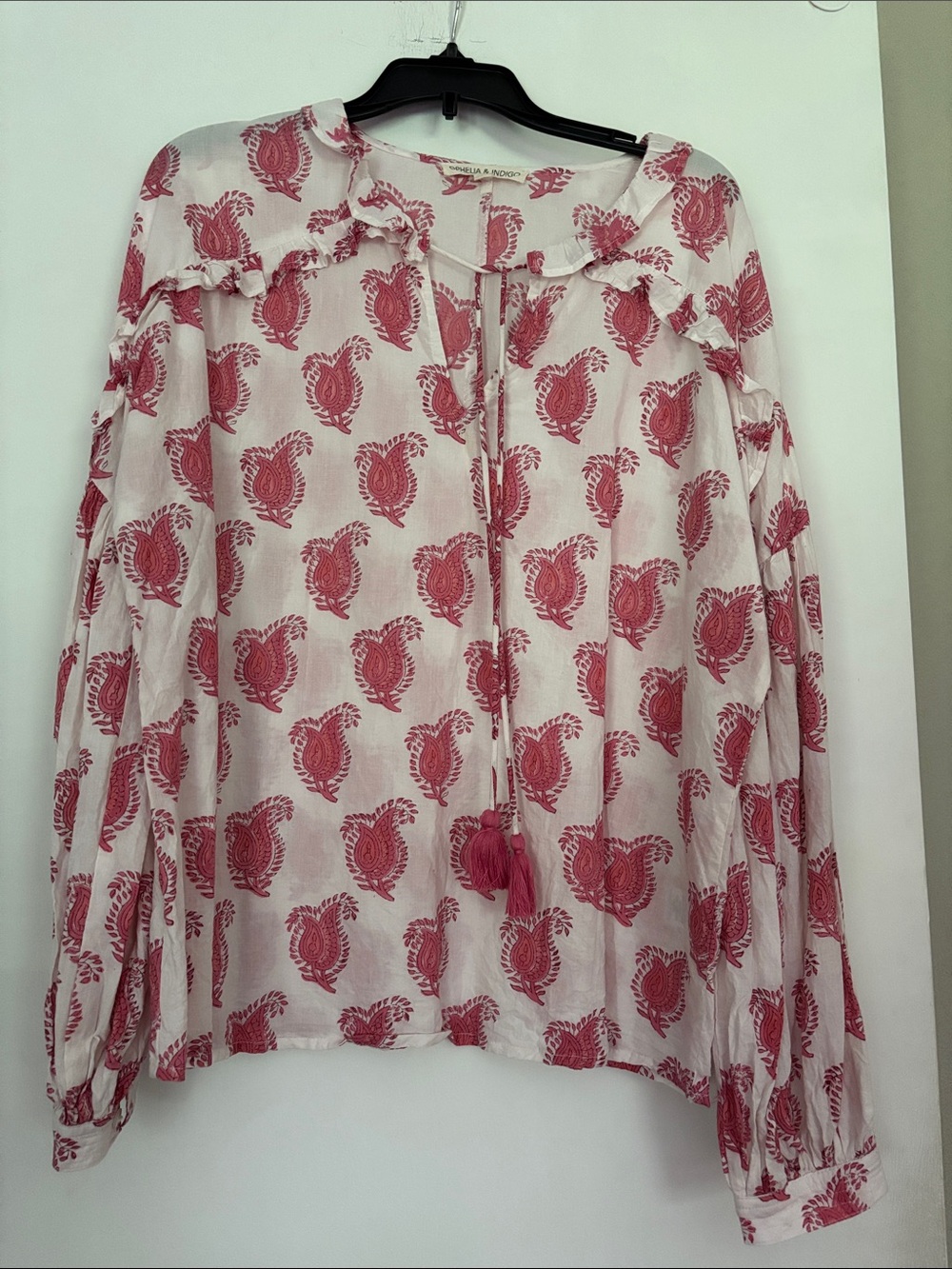 Ophelia and Indigo - Floral Print Peasant Blouse